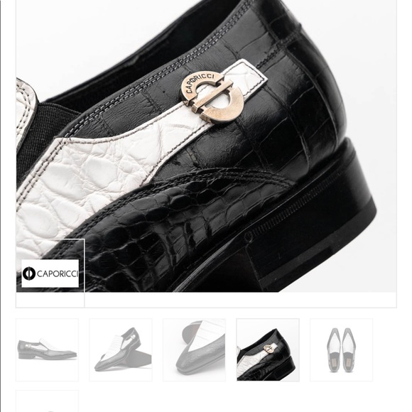 Caporicci 203 Alligator Split Toe Loafers Black / White - Picture 6 of 6